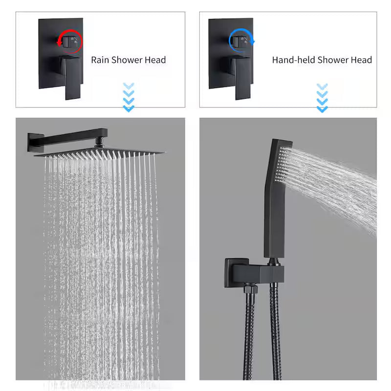 Black 12 in. Shower Faucet Head with Handheld L9203