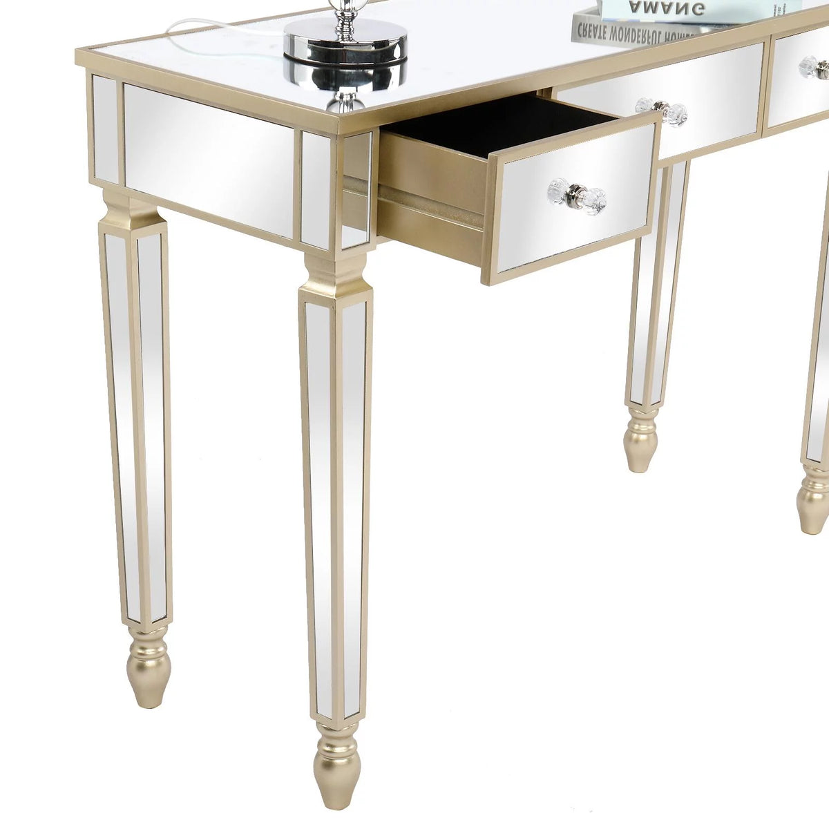 Mirrored Console Table with 3 Drawers V73804