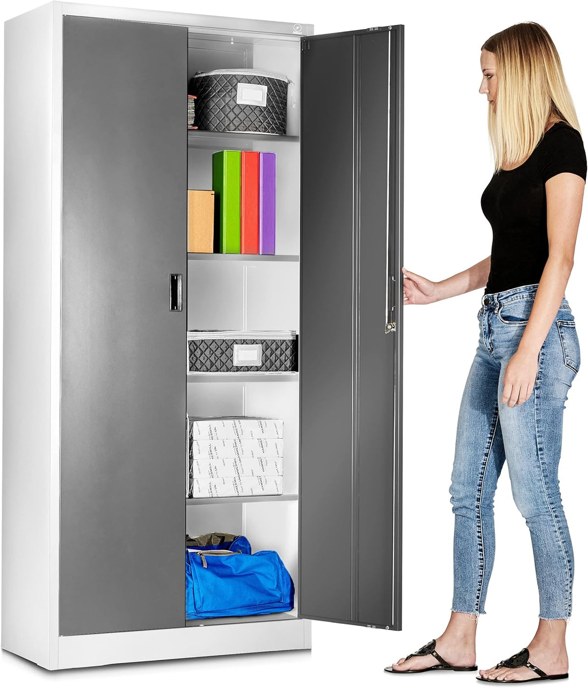 Metal Garage Storage Cabinet with Adjustable Shelves & Locking Doors U5917