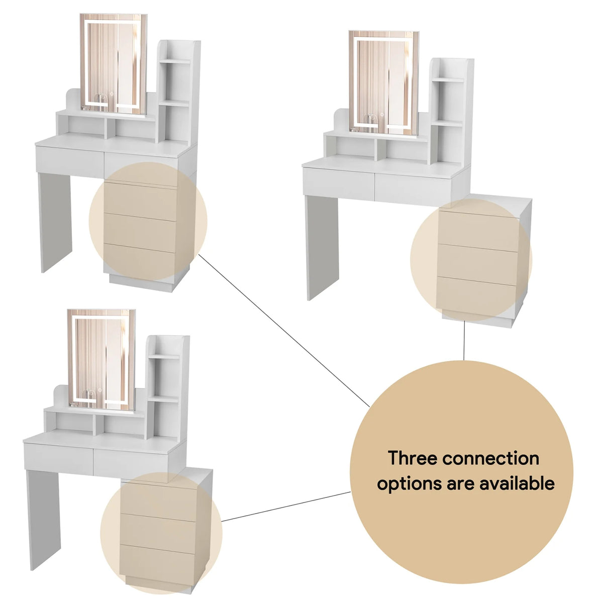 Vanity Table Set with Lighted Mirror and 5 Drawers H45191
