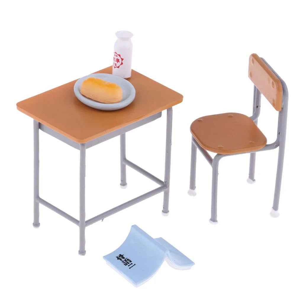 6 Pcs Metal Dollhouse Desk Chair Set D38058
