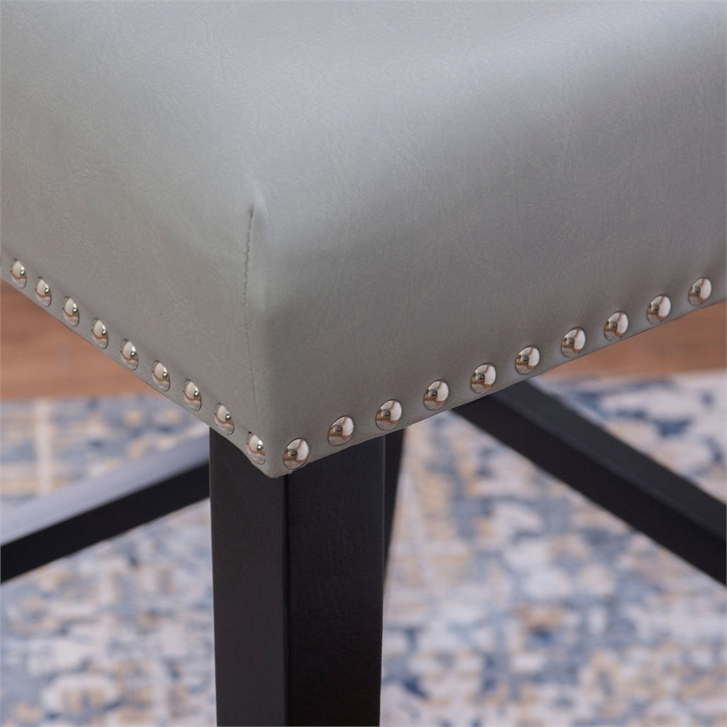 30" Faux Leather & Wood Bar Stool in Dove Gray/Black U301910