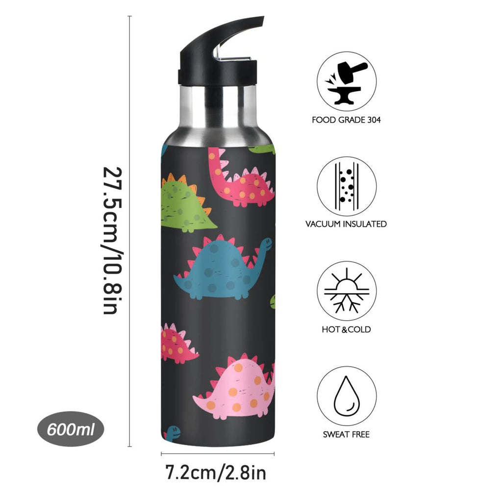 Rainbow Dinosaur Stainless Steel Insulated Water Bottle H7167
