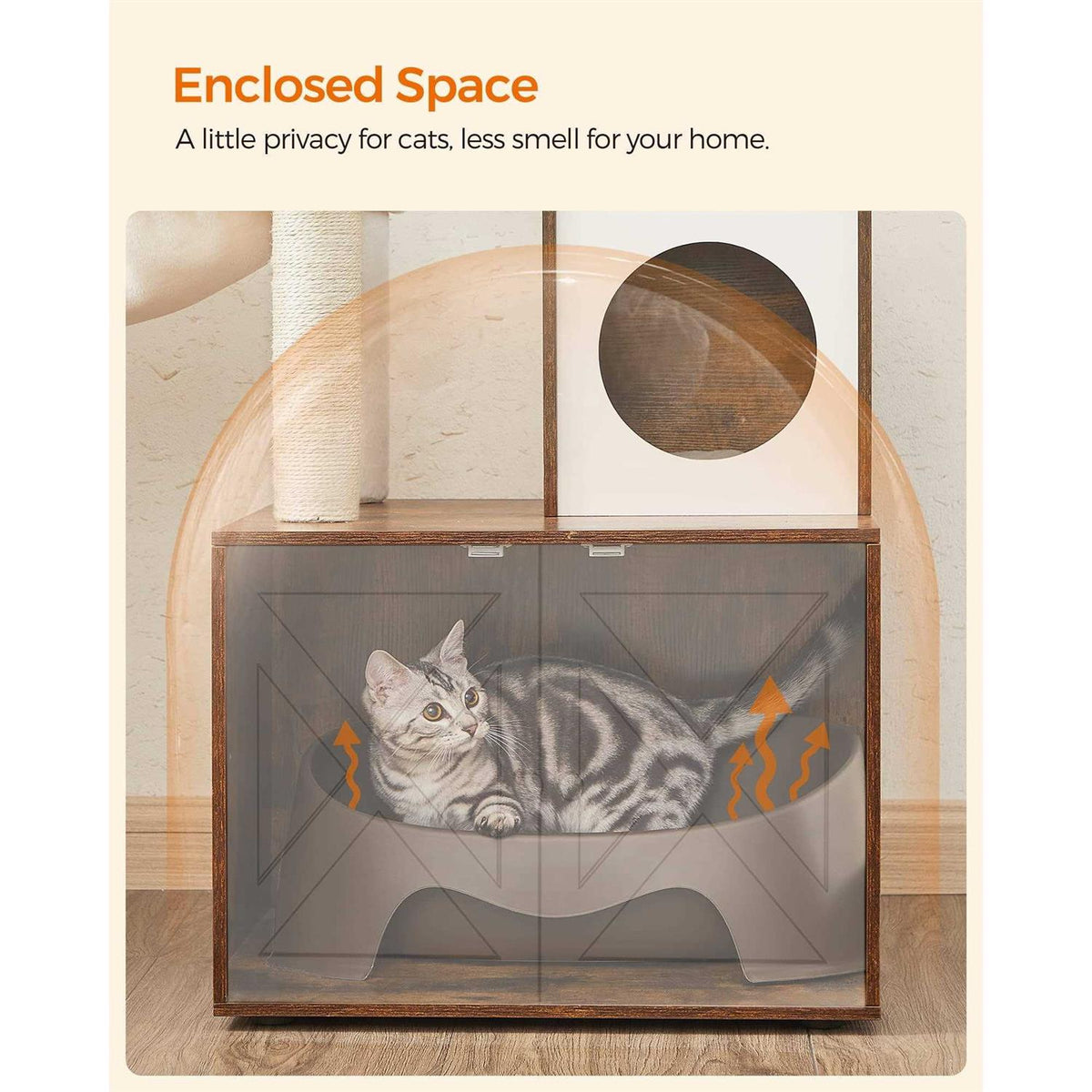 Cat Tree with Litter Box Enclosure 2-in-1 Y986