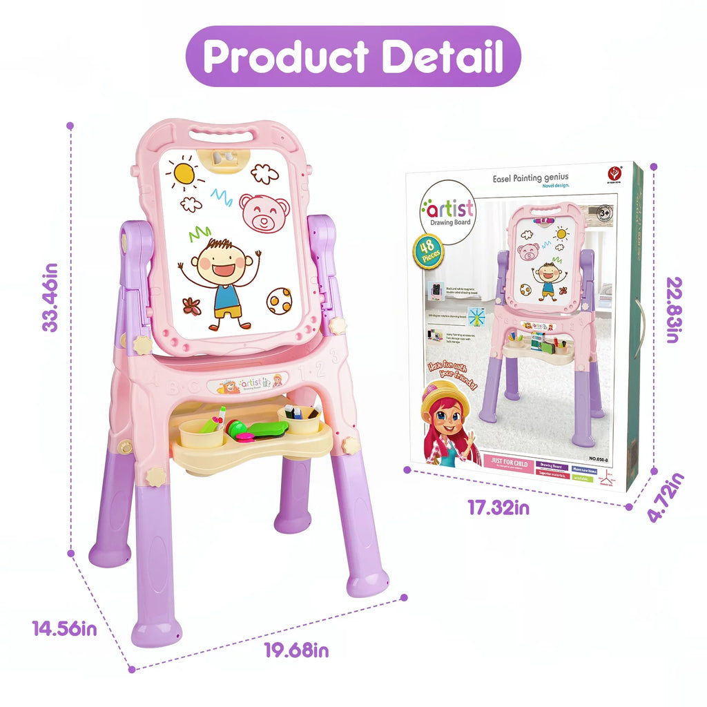 Pink Double-side Standing Art Easel for Kids R714