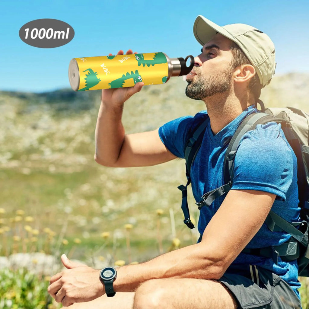 Yellow Stainless Steel Insulated Water Bottle with Straw Lid E247894