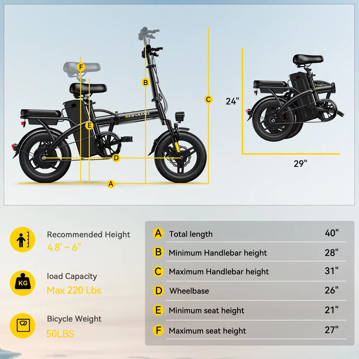 36V 10Ah Foldable Electric Bike 400W Motor U607943