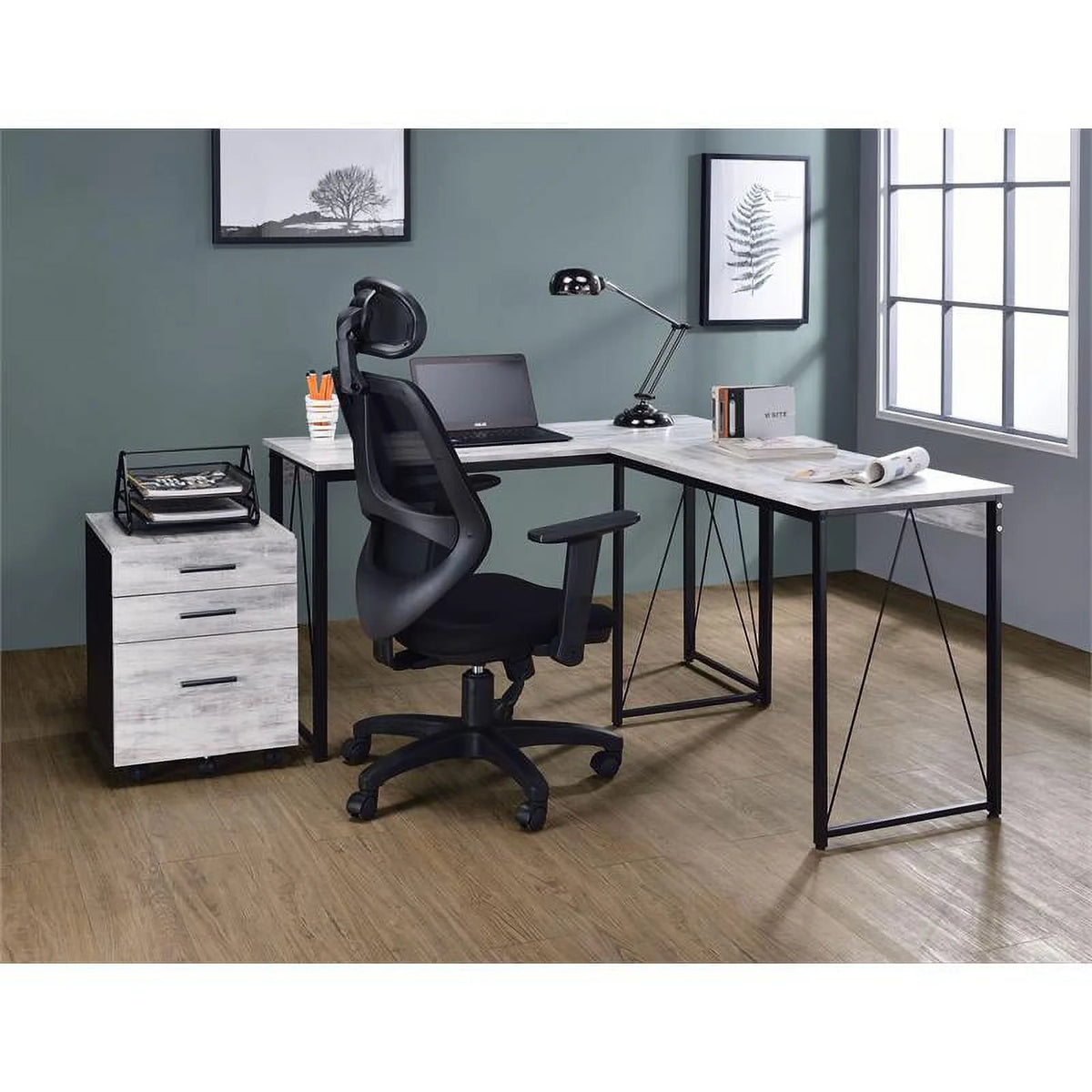 Antique White and Black Wood Writing Desk A496417