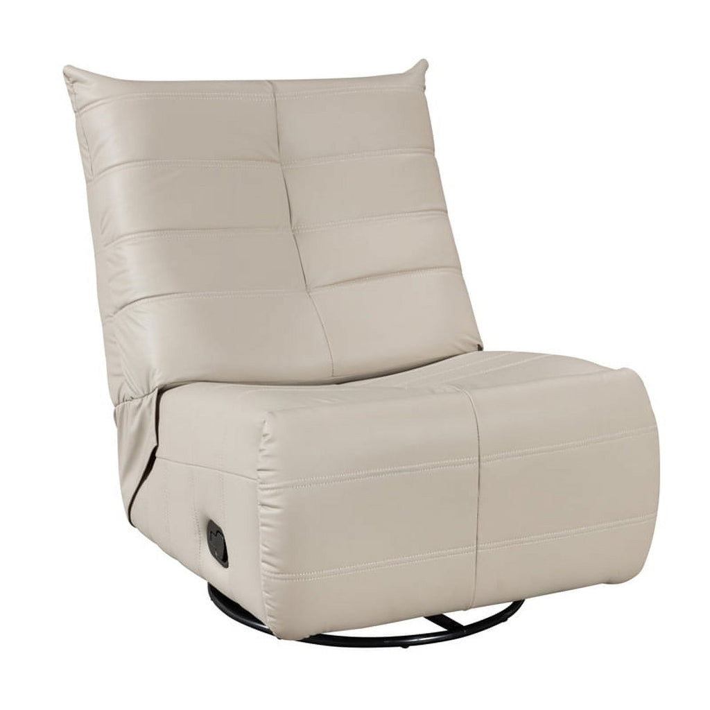 Modern Beige Faux Leather Swivel Glider Recliner Z947