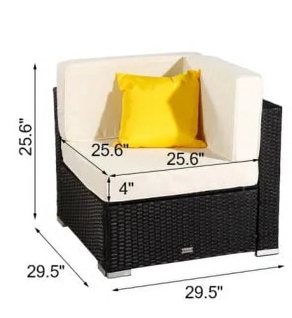5 Pieces PE Wicker Rattan Patio Sofa Set V620561