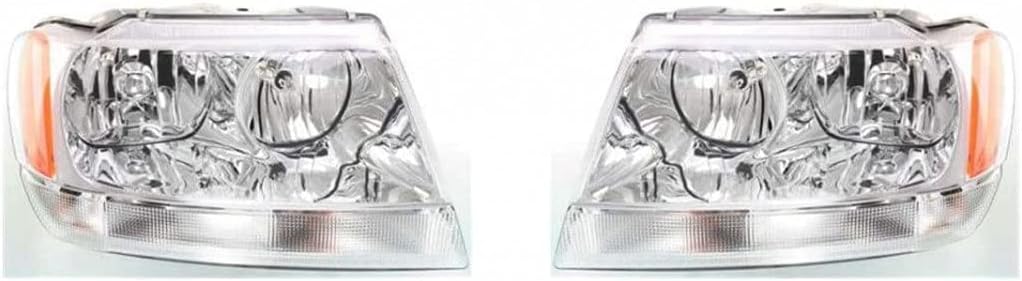 Headlight Assembly for Jeep Grand Cherokee 1999-2004 Pair Driver and Passenger Side P74107