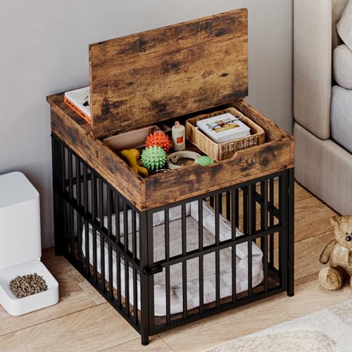 Wooden Dog Crate Furniture with Flip Top Drawer S39223
