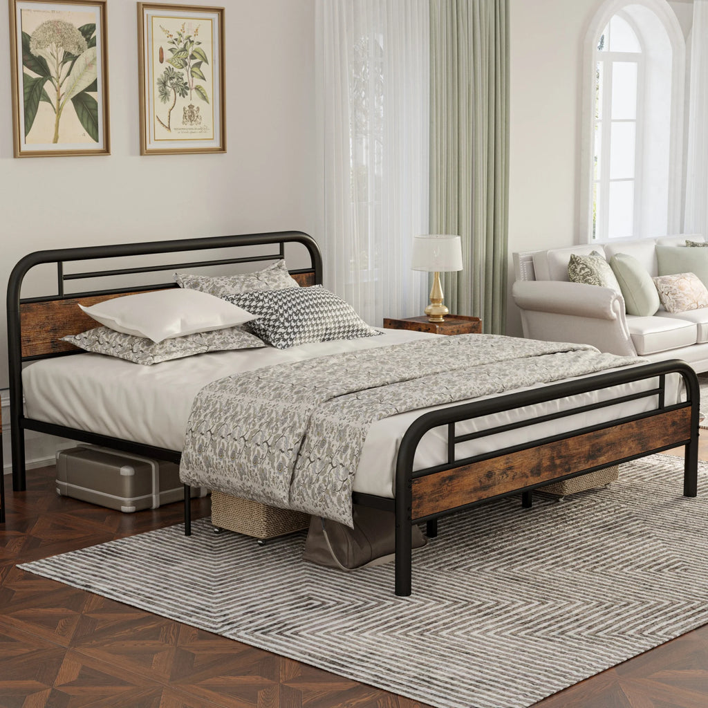King Platform Bed Frame with Headboard X174379