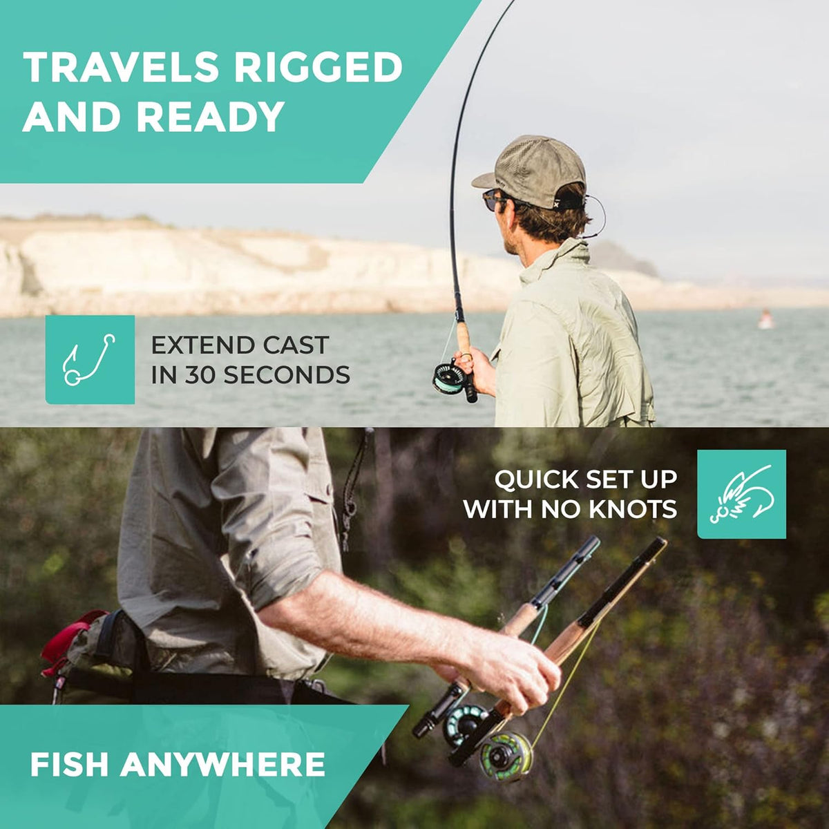 6WT Telescoping Travel Fly Rod and Reel Combo P418
