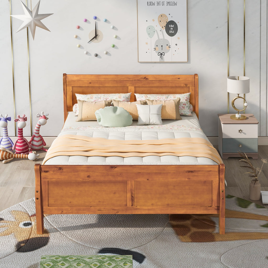 Oak Full Platform Bed Frame with Headboard and Footboard O687