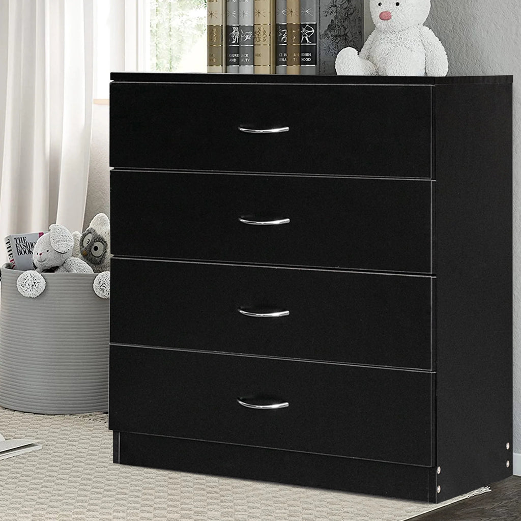 Black 4 Drawer Wood Dresser M62004
