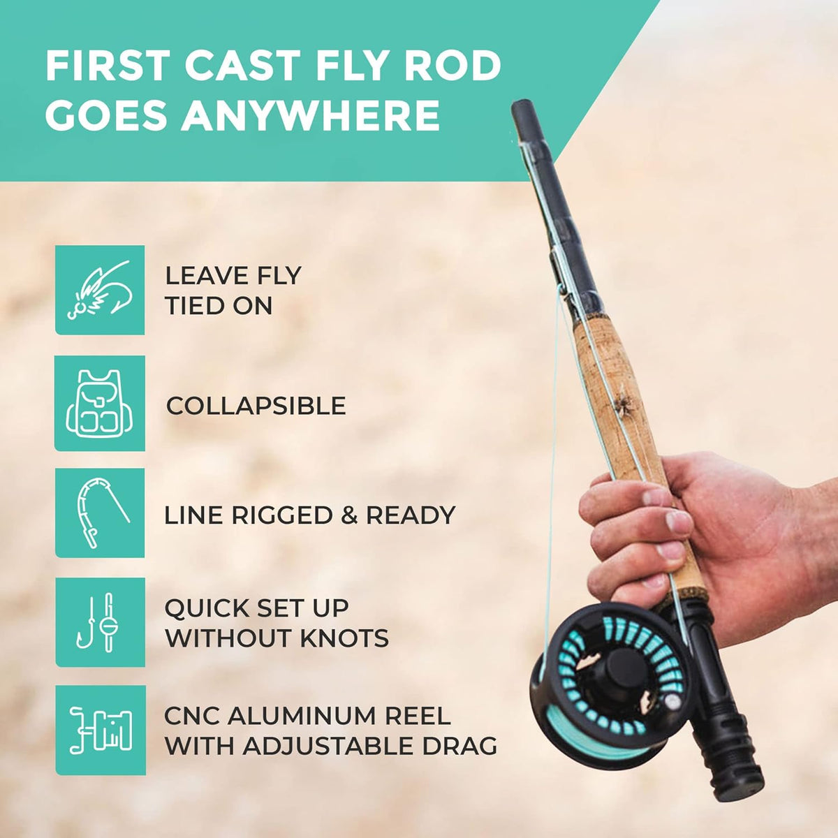 6WT Telescoping Travel Fly Rod and Reel Combo P418