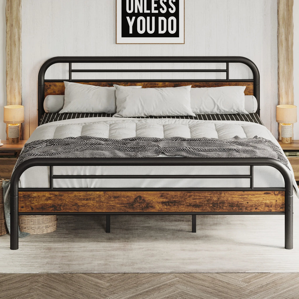 King Platform Bed Frame with Headboard X174379