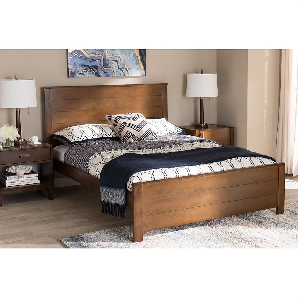 Brown-Finished Wood Twin Platform Bed M243