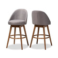 Gray Upholstered Swivel Bar Stool (Set of 2) H617