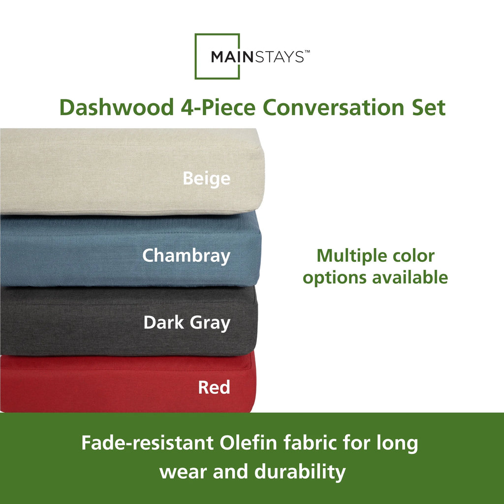 4-Piece Outdoor Patio Conversation Set, Seats 4, Gray Z34492