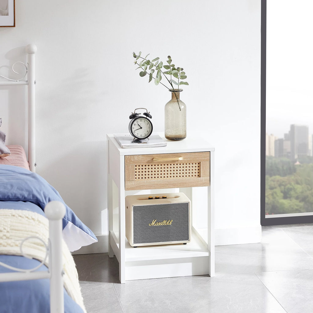 Rattan 1 Drawer Nightstand with Open Shelf O8129