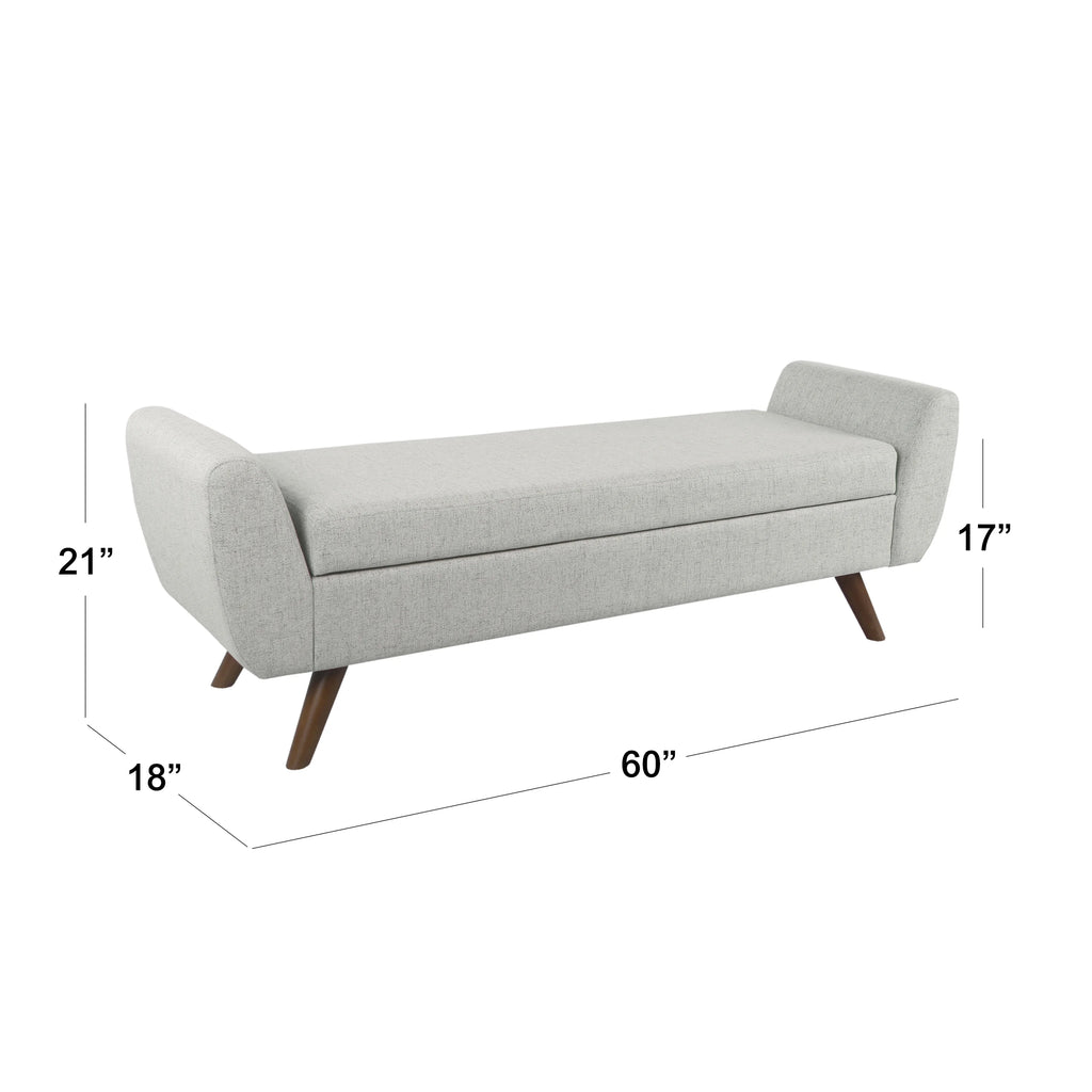 Gray Woven Storage Bench with Wood Legs S79245