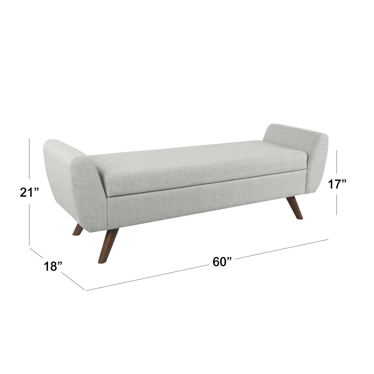 Gray Woven Storage Bench with Wood Legs S79245