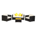 5 Pieces PE Wicker Rattan Patio Sofa Set V620561