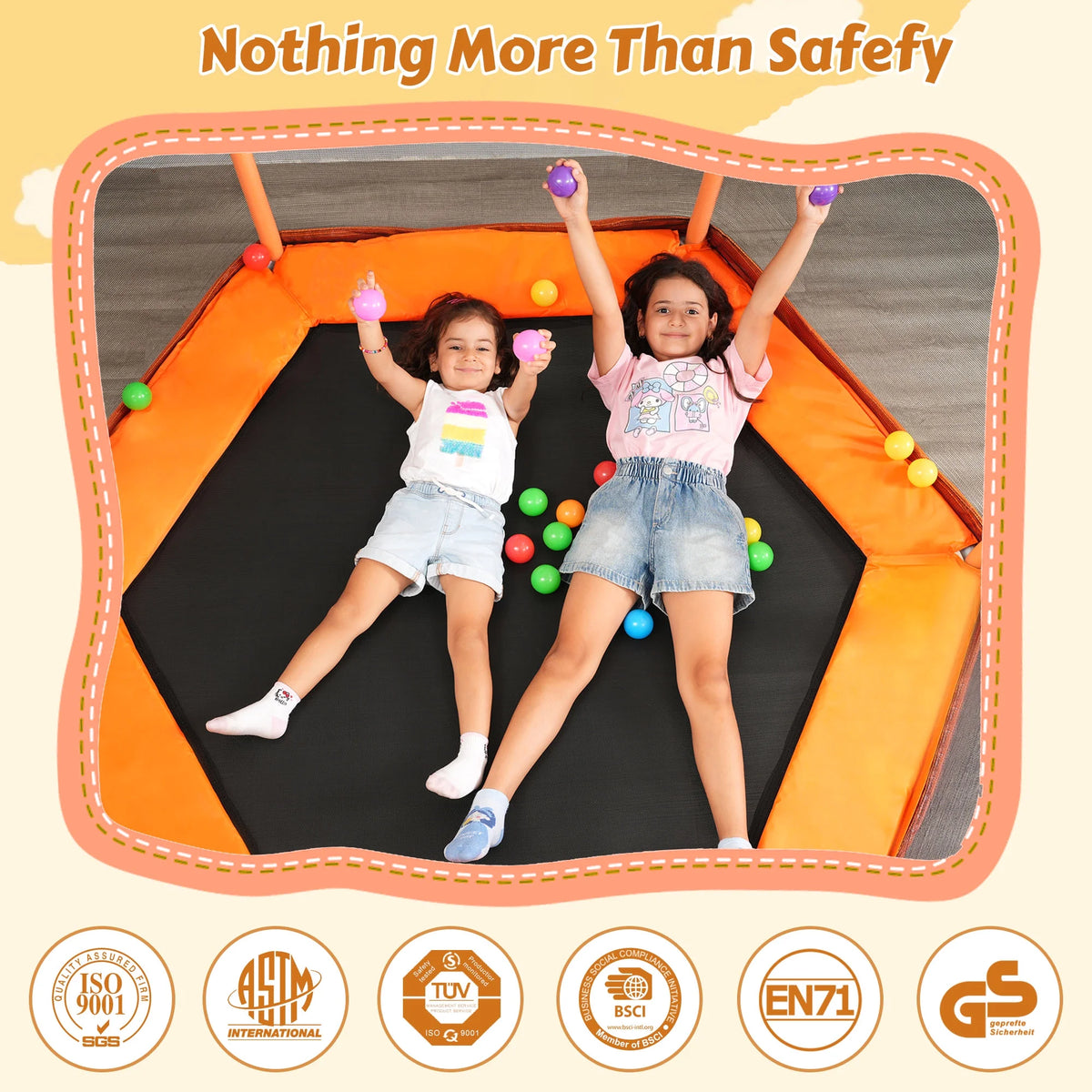 Toddlers Trampoline with Safety Enclosure Net and Ball Pit X627