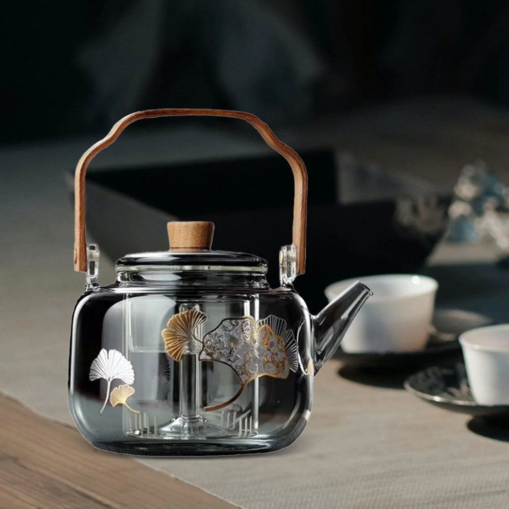 Glass Teapot Stovetop Safe 1000ml Hand Crafted Tea Kettle N806