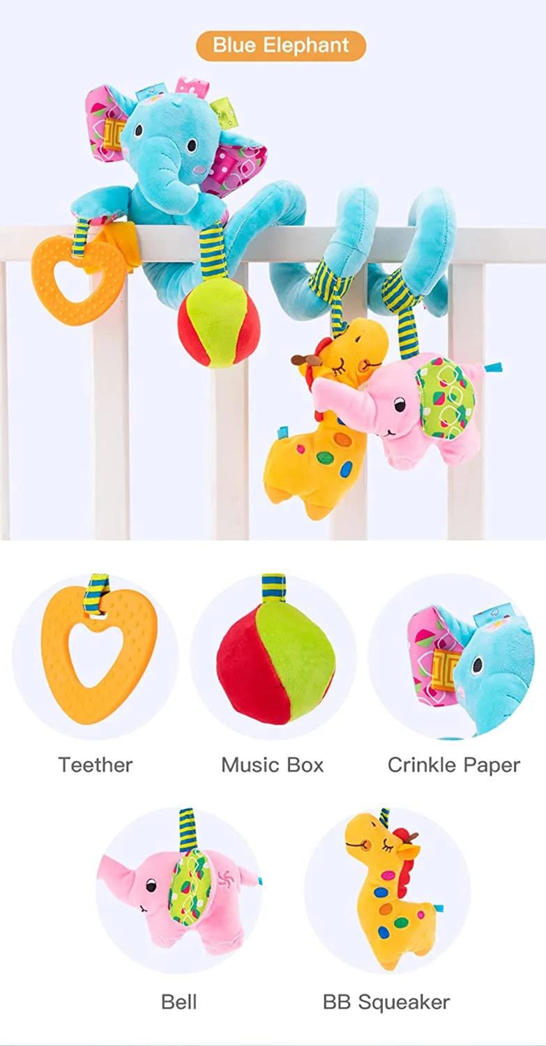 Blue Elephant Hanging Plush Rattle Crib Toy K44269