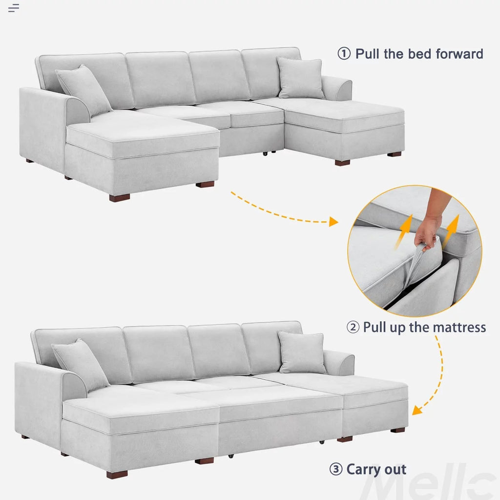 U-Shaped Sectional Sofa with Pull-Out Bed U569254