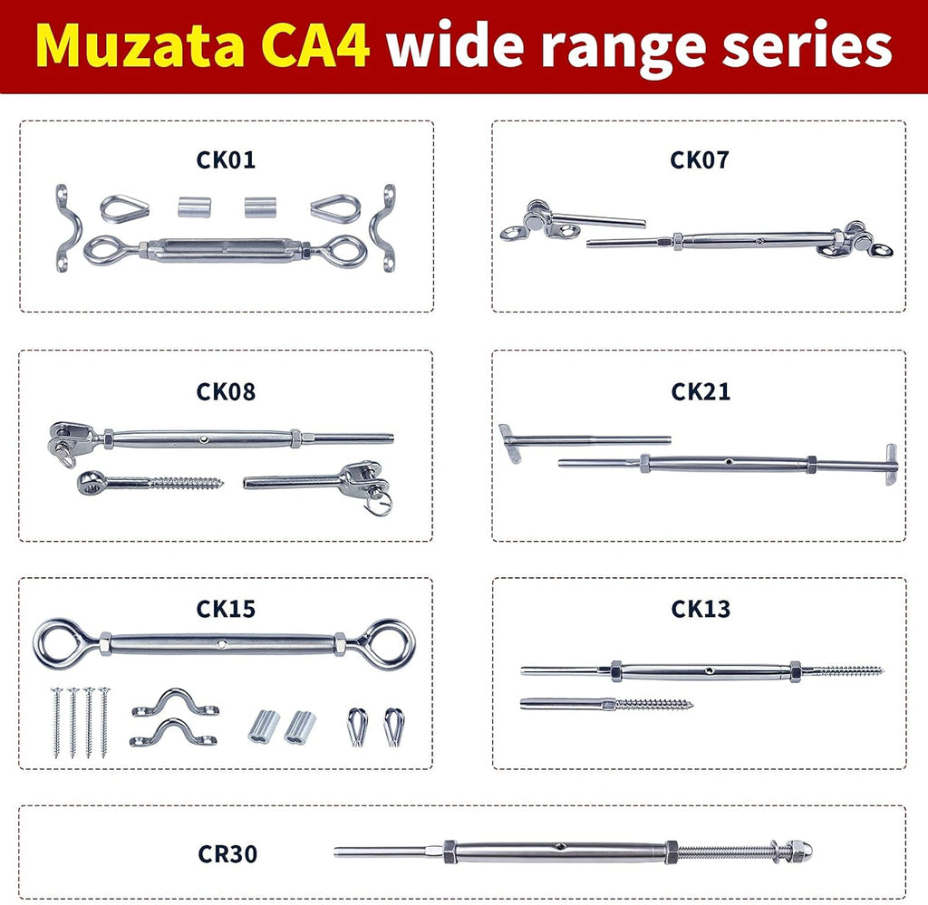10 Set 1/8 Cable Railing Kit Hardware Heavy Duty Turnbuckle M5 Eye to Eye Stainless Steel I770756