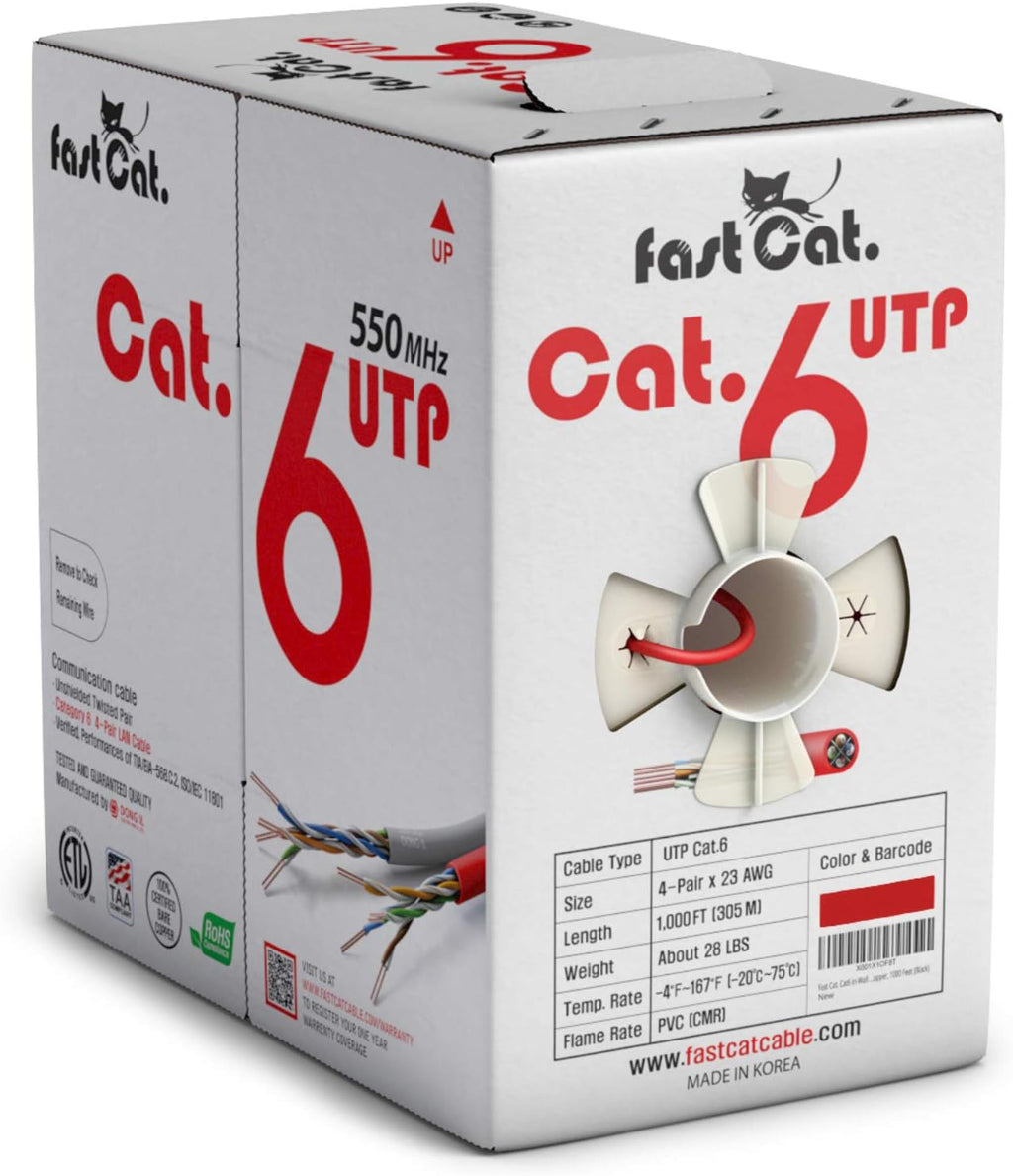 Cat6 Ethernet Cable 1000ft - 23 AWG CMR Solid Bare Copper UTP LAN Cable (Purple) G994553