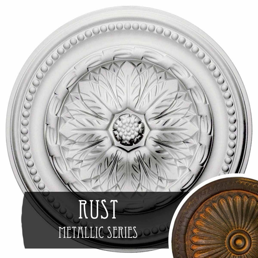 15 3/4 inch x 1 7/8 inch Hand-Painted Rust Ceiling Medallion K718