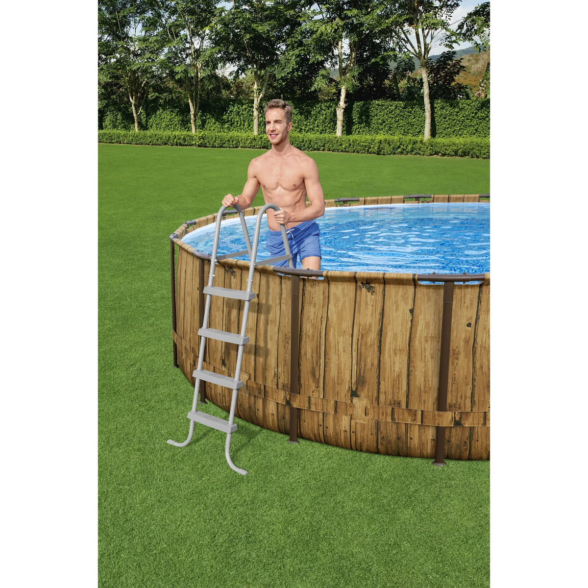 16ft x 4ft Metal Frame Swimming Pool Set with Pump B607627
