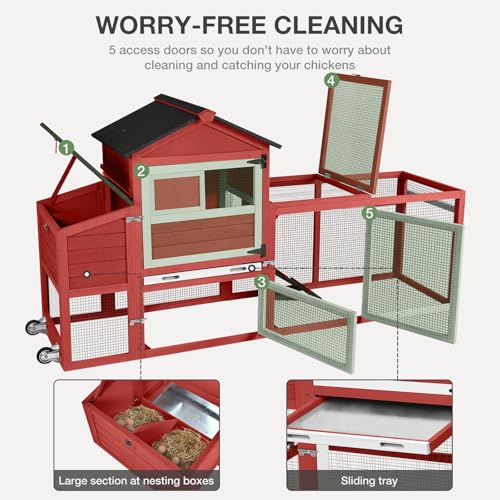 Grey Poultry Cage with Wheels, Nesting Box, Tray, and Roof O5961
