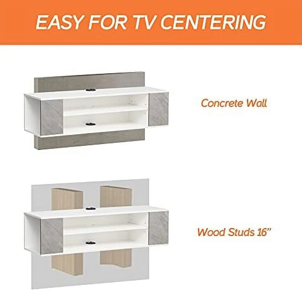 Floating TV Stand Wall Mounted Entertainment Center Grey 39 Inch L707874