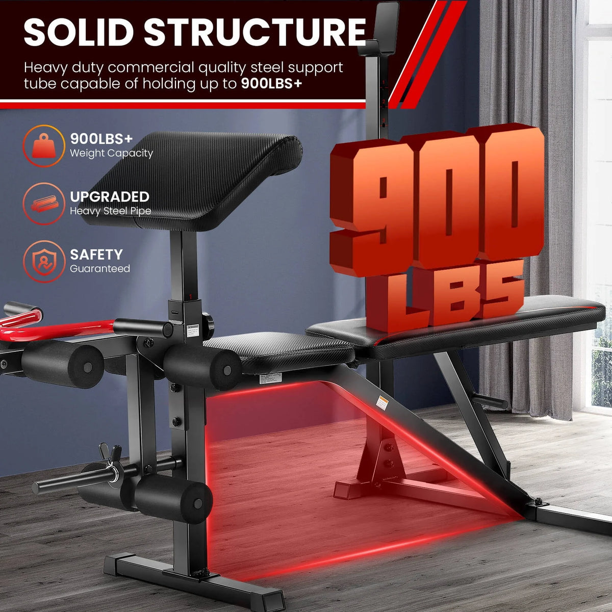 Adjustable Olympic Weight Bench Set with Barbell Rack S300357