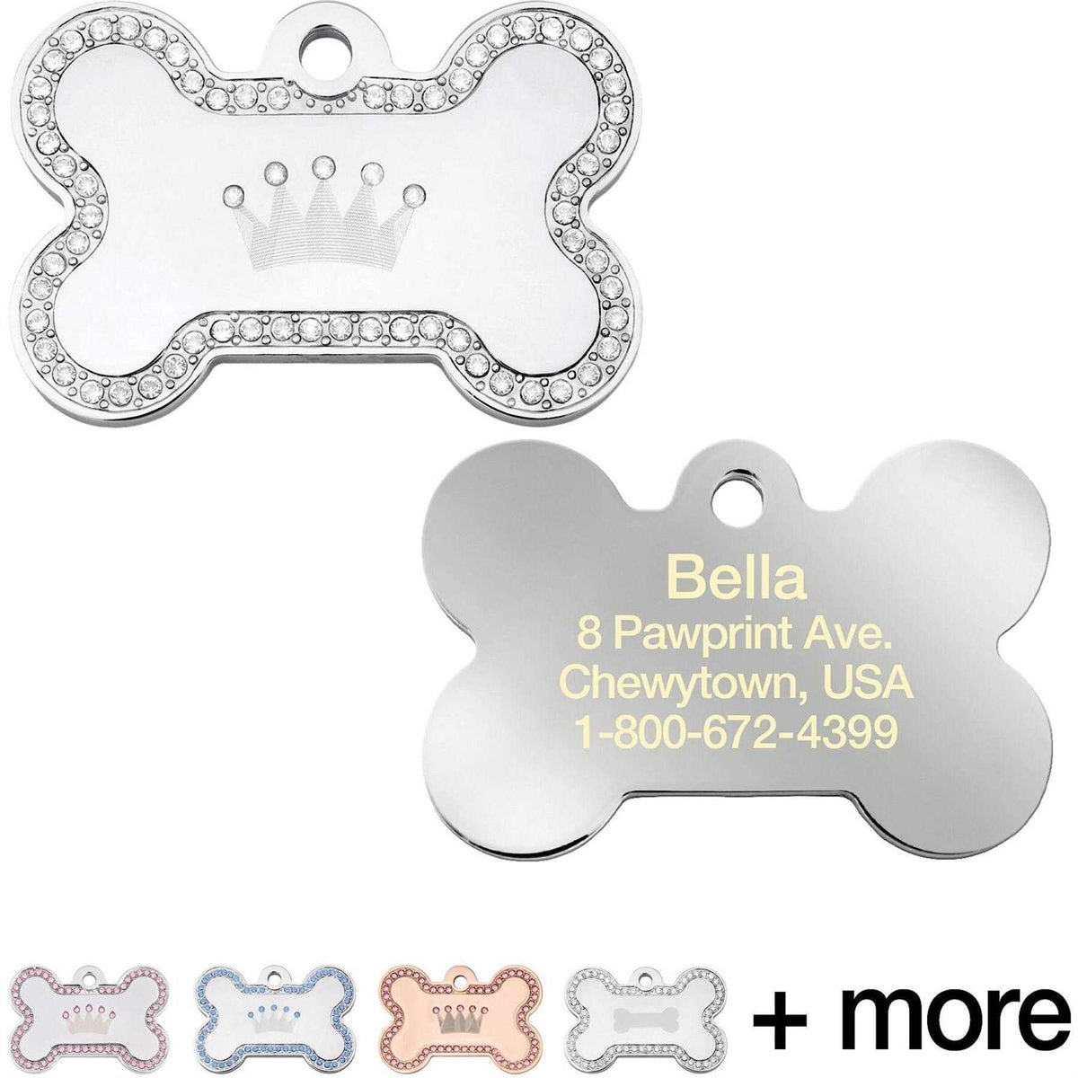Dog Tag with Crown and Crystals J59350