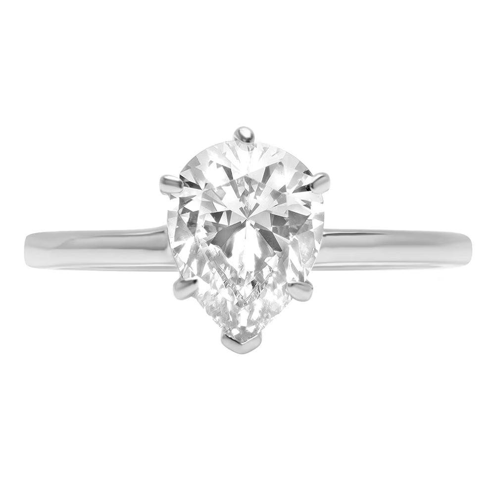 Pear Cut Cultured Diamond 18K White Gold Engagement Ring Q5914