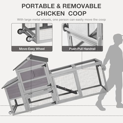 Grey Poultry Cage with Wheels, Nesting Box, Tray, and Roof O5961