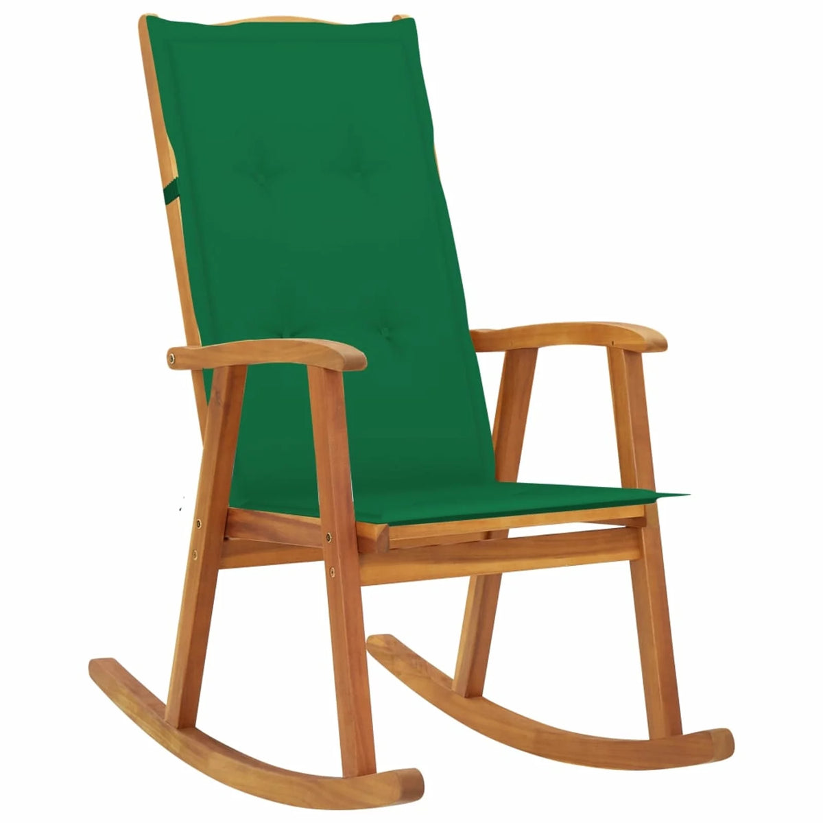 Green Cushioned Acacia Wood Rocking Chair M163