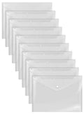 Clear Reusable Plastic Envelopes with Snap Closure, 13" x 9", 50 Pack H628442