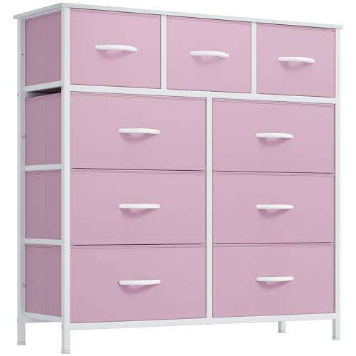 Pink 9 Drawer Fabric Storage Dresser U42725