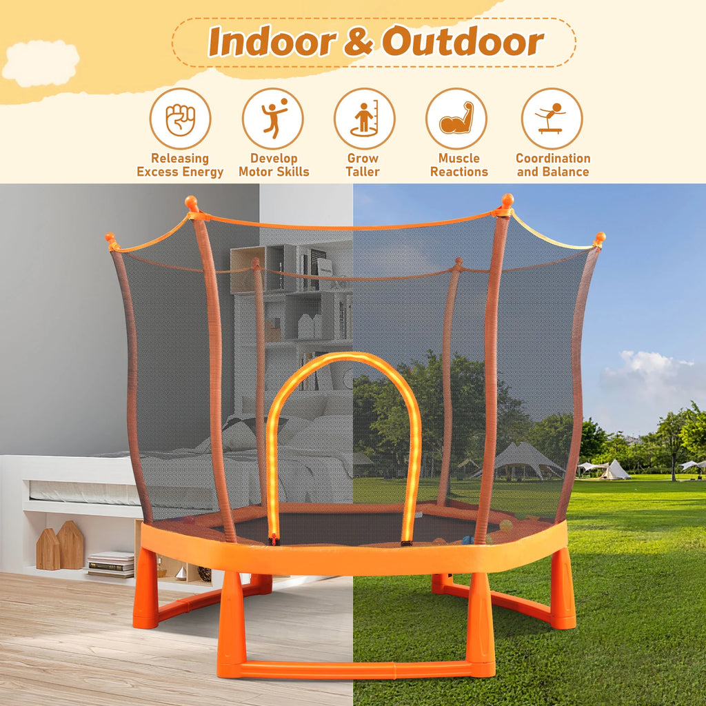 Toddlers Trampoline with Safety Enclosure Net and Ball Pit X627