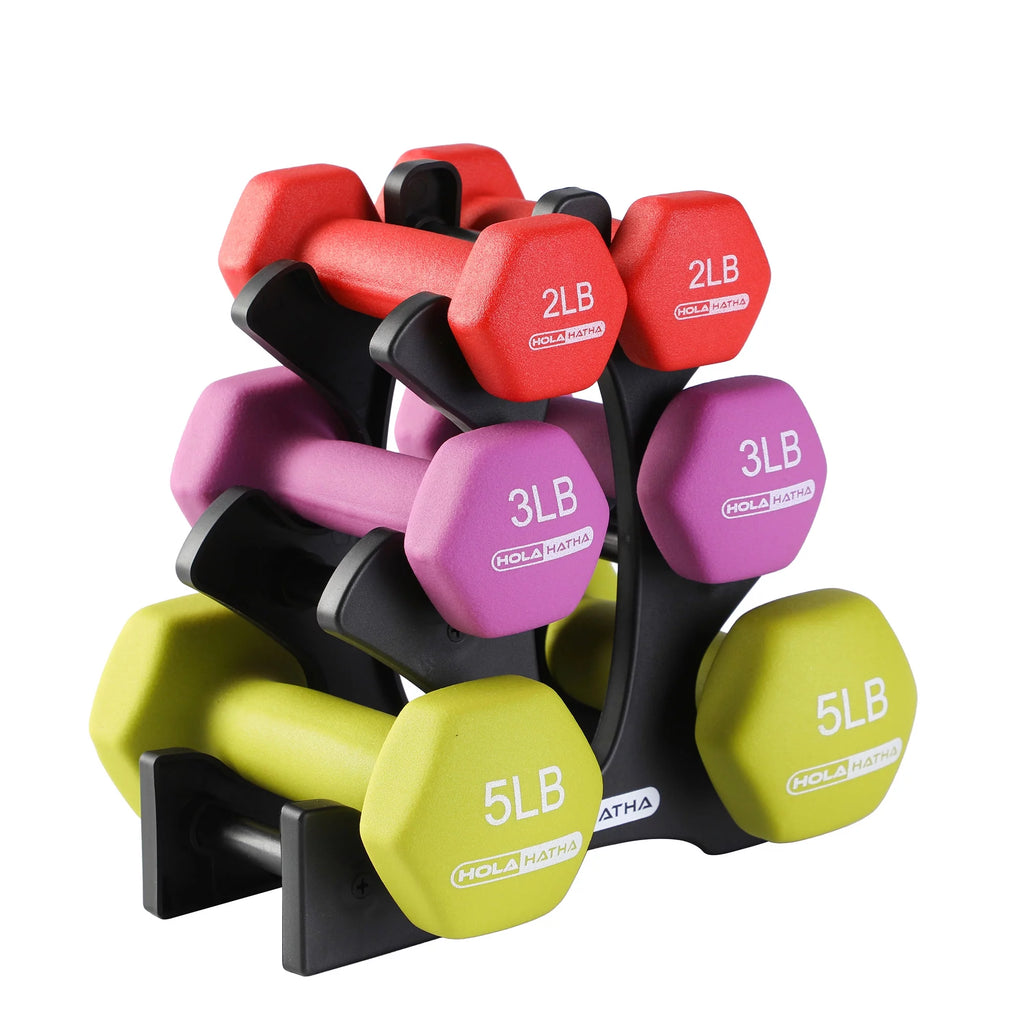 3, 5, and 8 Pound Dumbbell Hand Weight Set with Storage Rack A80518