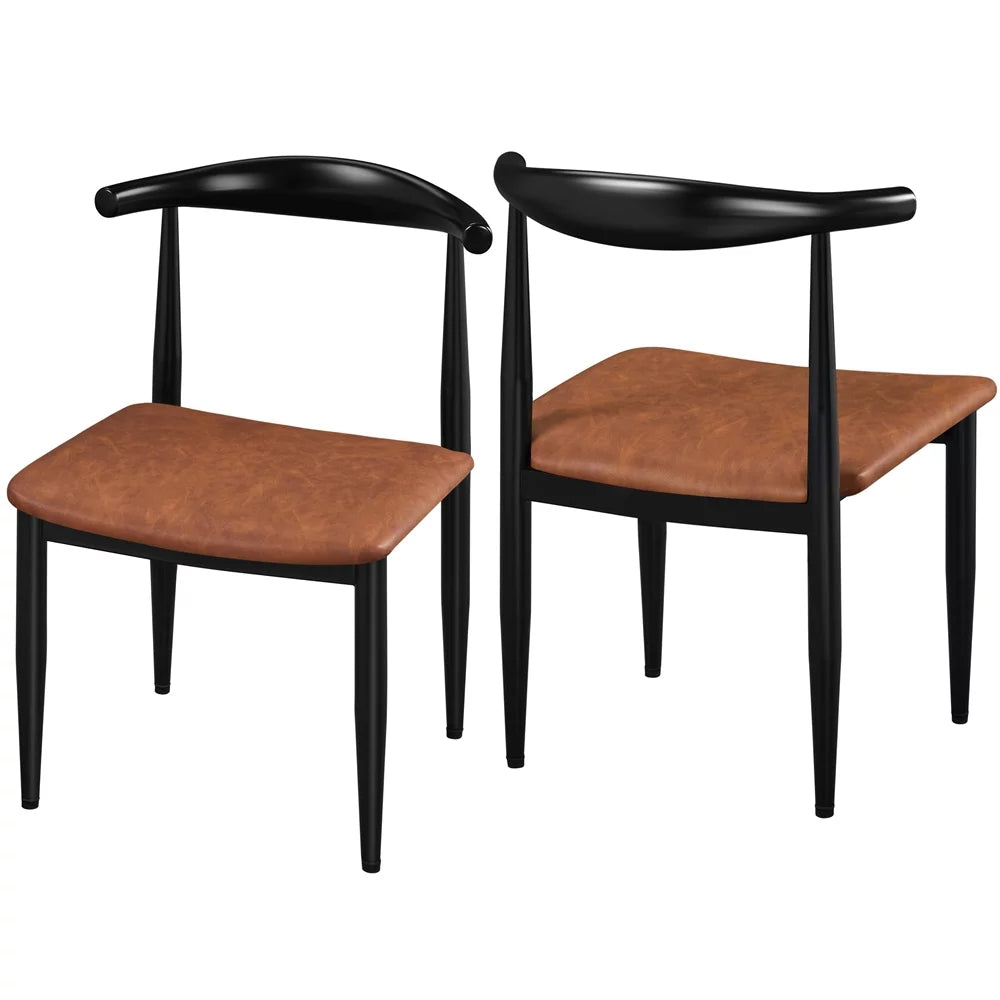 Set of 2 Brown PU Leather Dining Chairs U89589