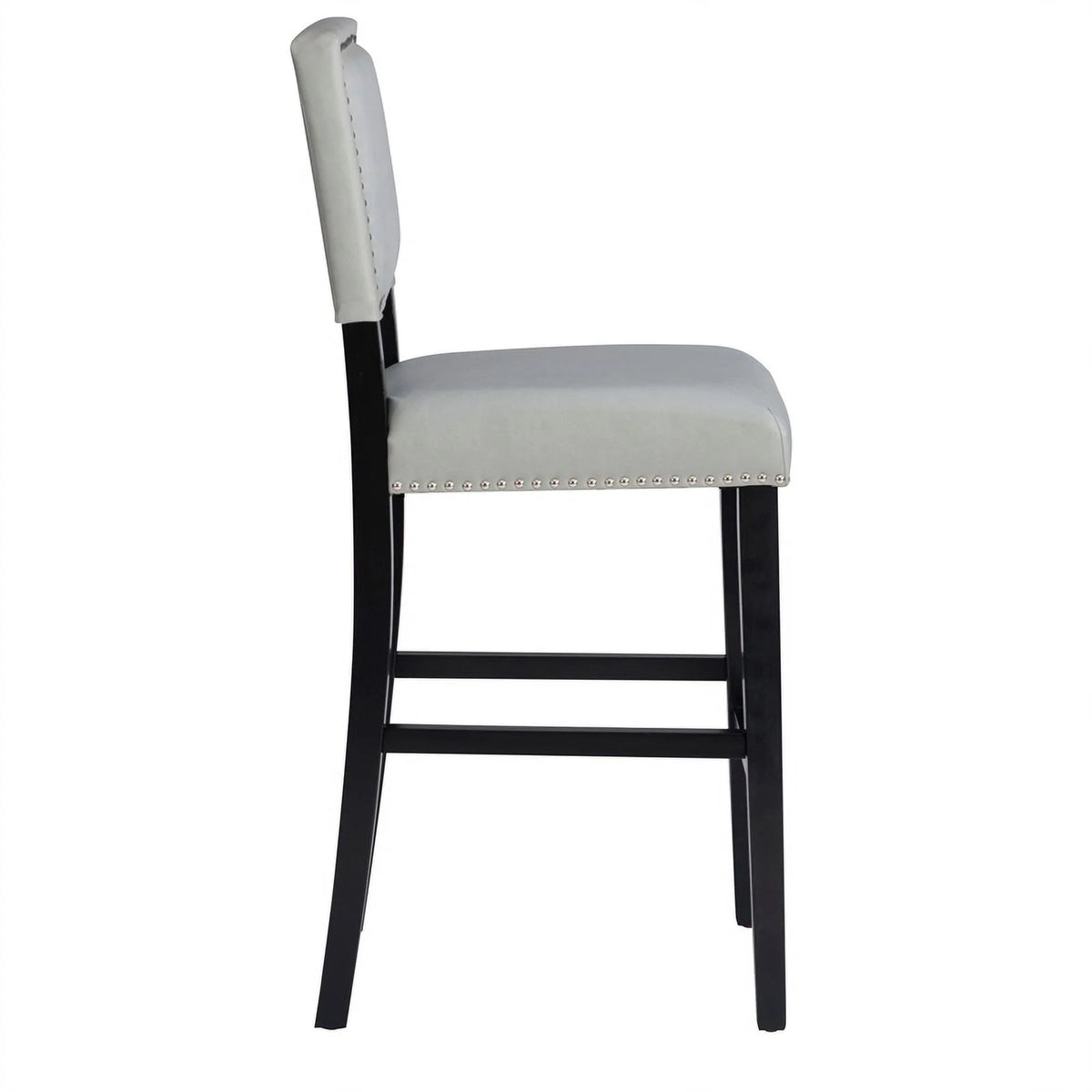 30" Faux Leather & Wood Bar Stool in Dove Gray/Black U301910